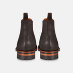 Chelsea boots waxy dark brown back view