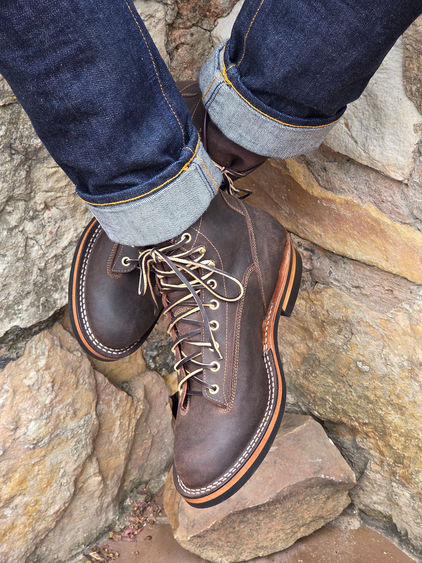 Lace to toe · Waxed Suede · Brown