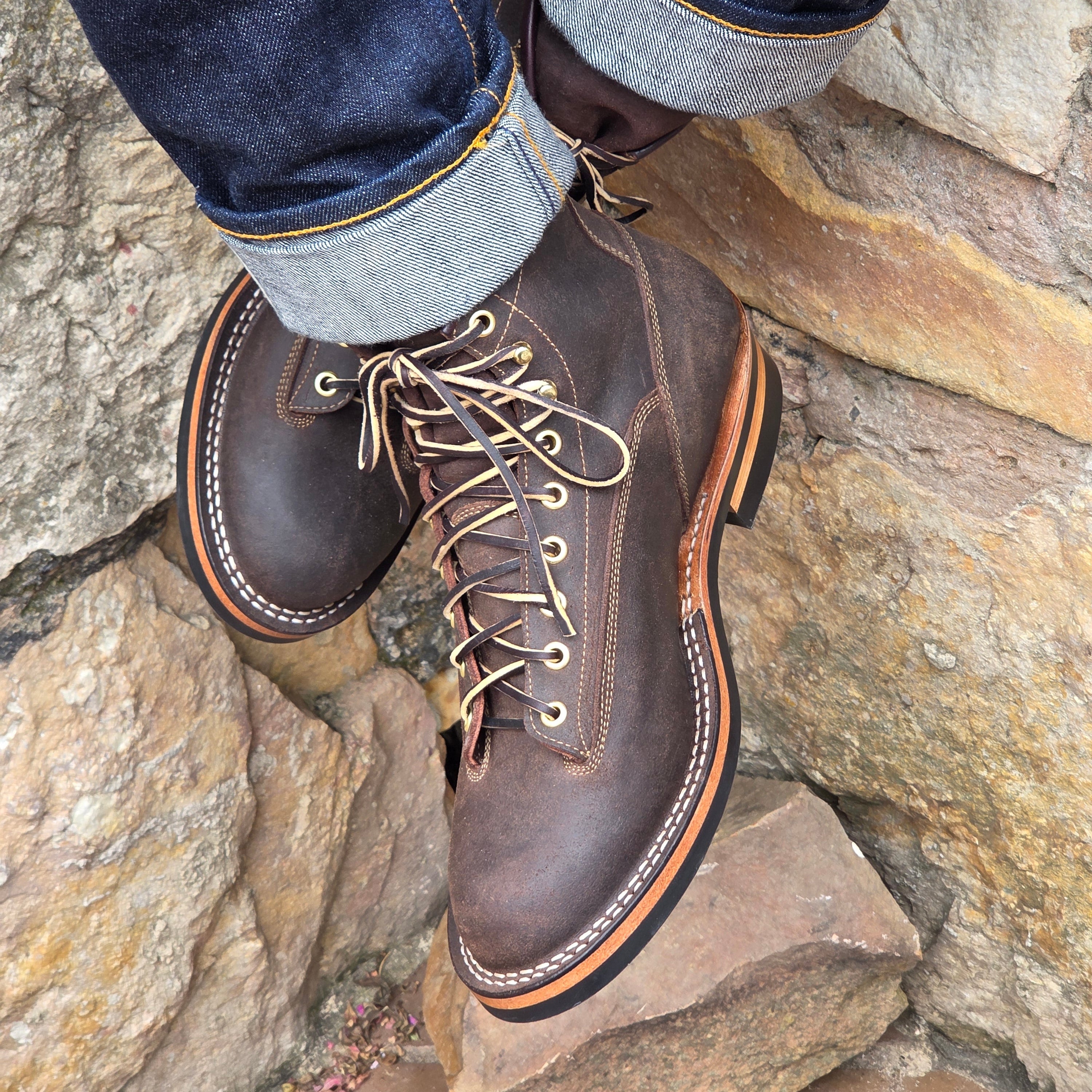 Lace to toe · Waxed Suede · Brown