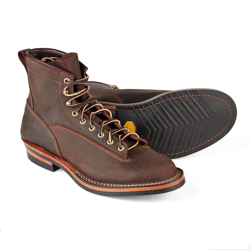 Lace to toe · Waxed Suede · Brown