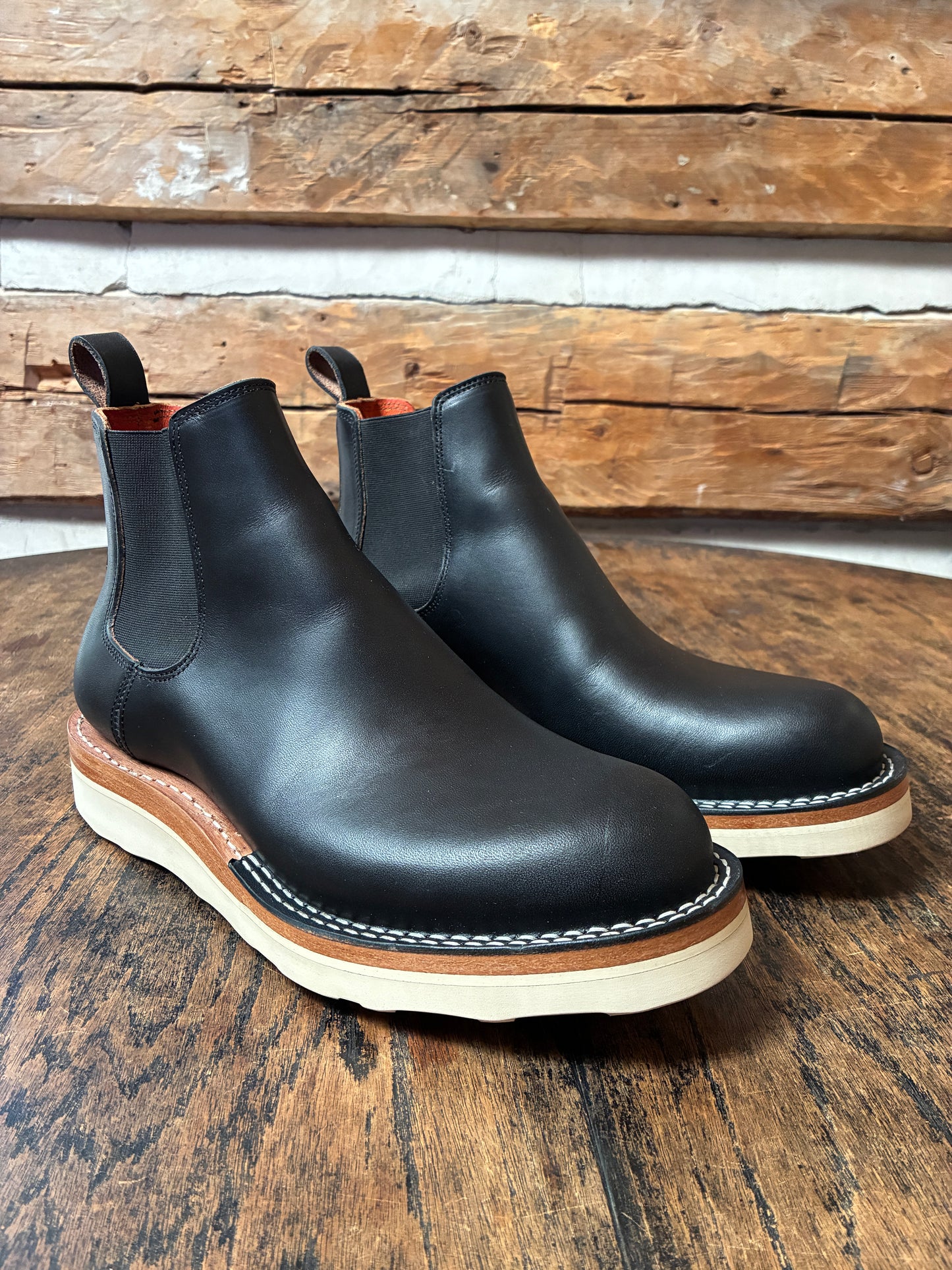 Chelsea in Black - White Wedge Sole - 40.5 EE