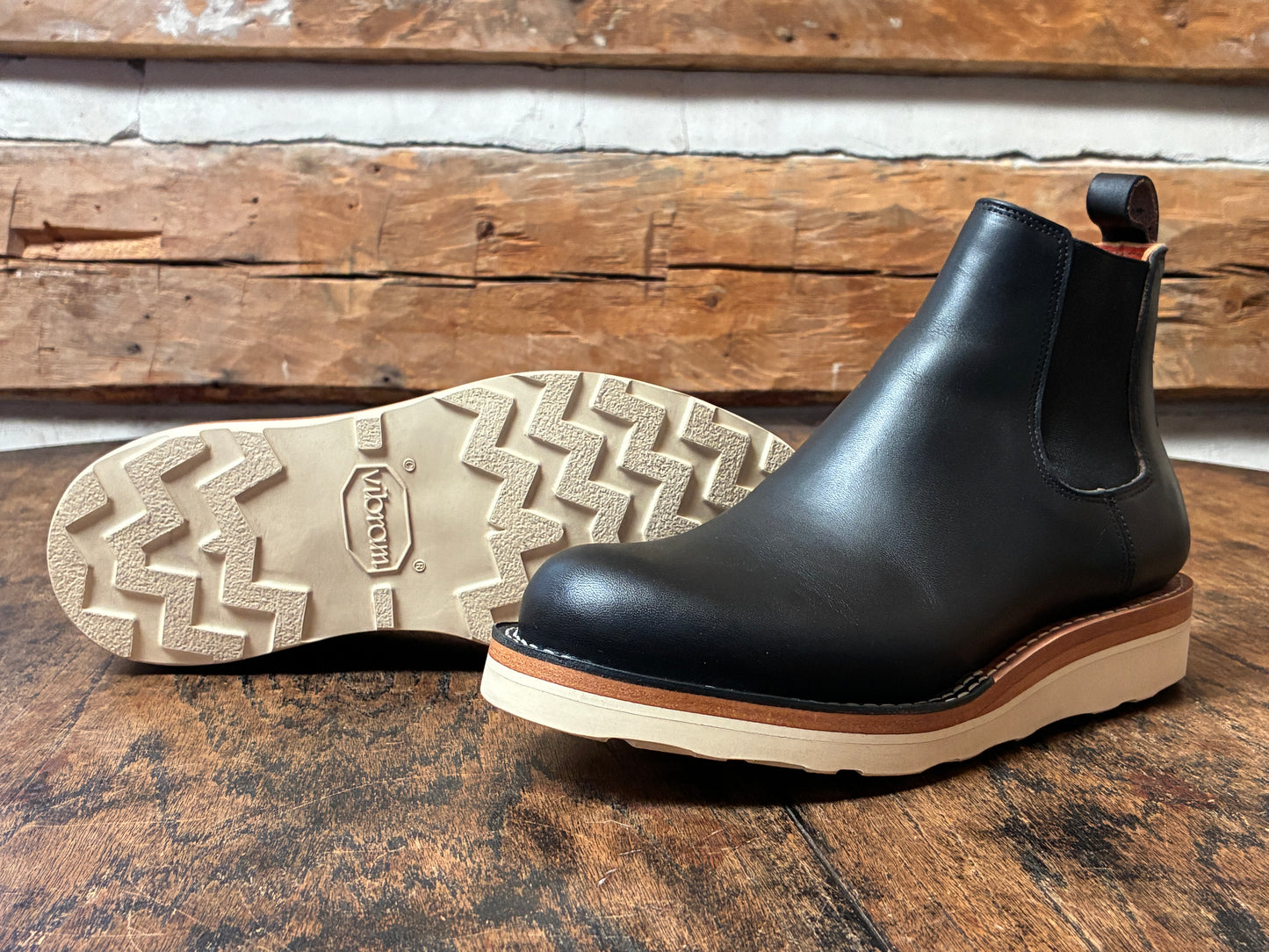 Chelsea in Black - White Wedge Sole - 40.5 EE